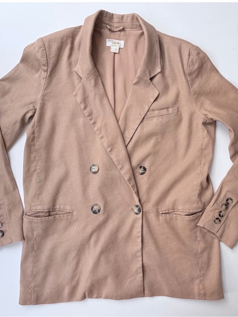 Anthropologie Double-Breasted Blazer Jacket - Light Taupe